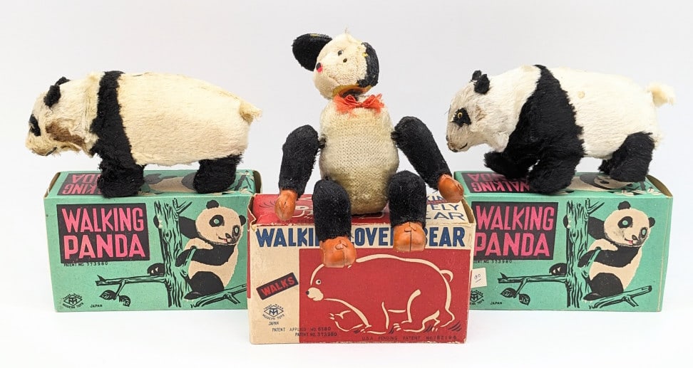 (3) Japan Windup Walking Panda Bears w/ Boxes (1 of 12)