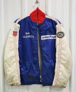 Gurney All American Racers Team-Issued Jacket: Original Early 1970’s Olsonite Gurney All American Racers Team-Issued Jacket. Size large. The jacket is in nice used condition and features patches on the front and back.