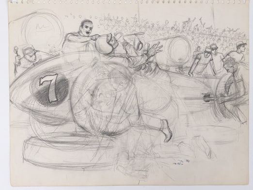 Driver At Pit Stop Graphite On Paper (1 of 8)