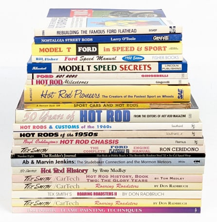 (22) Hot Rod & Racing Related Books: Sports Cars and Hot Rods A Fawcett Book Model T Ford in Speed & Sport Lincoln Publishing Ford Speed Manual 1952 Edition Bill Fisher Rebuilding the Famous Ford Flathead Bishop McGraw Hill Ford Hot Rods