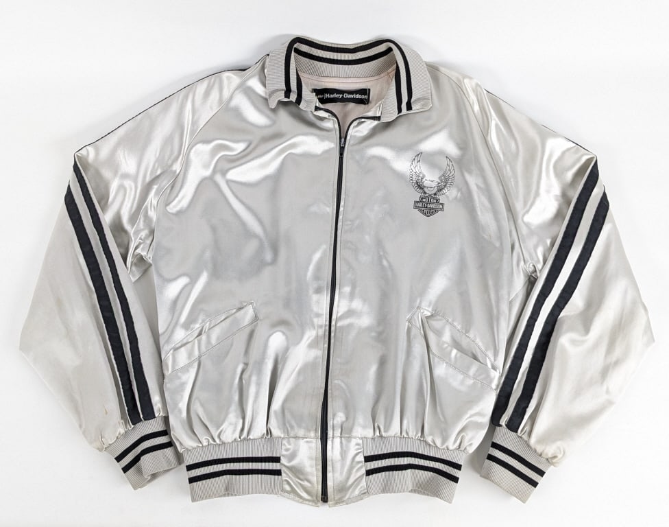 1970s Harley-Davidson Silver Satin Windbreaker (1 of 9)