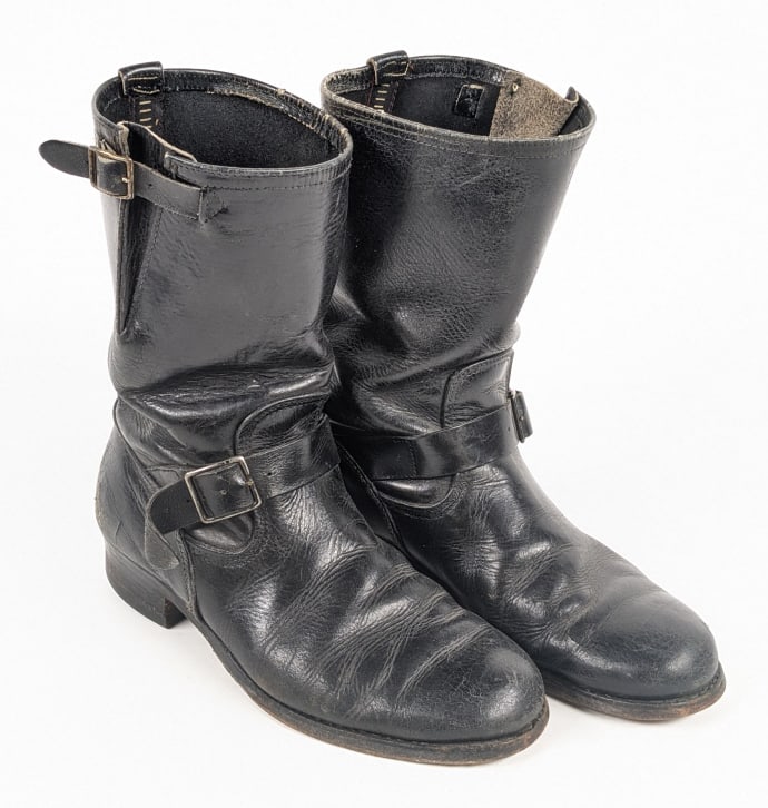 1950's Black Leather Motorcycle Harness Boots (1 of 7)