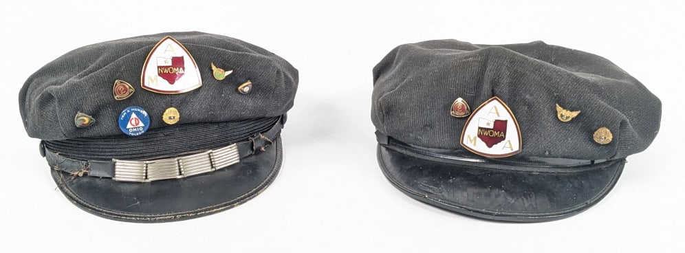 (2) Vintage Motorcycle Captains Hats w/ AMA Pins (1 of 20)