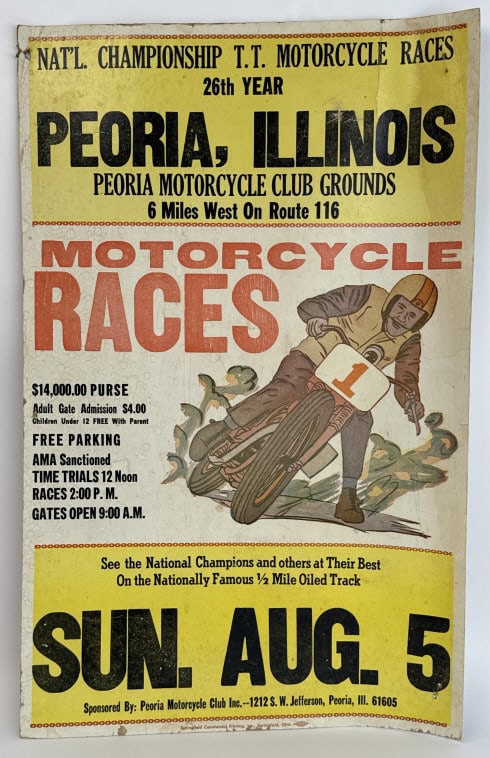 Vintage Peoria IL T.T. Motorcycle Race Poster (1 of 6)