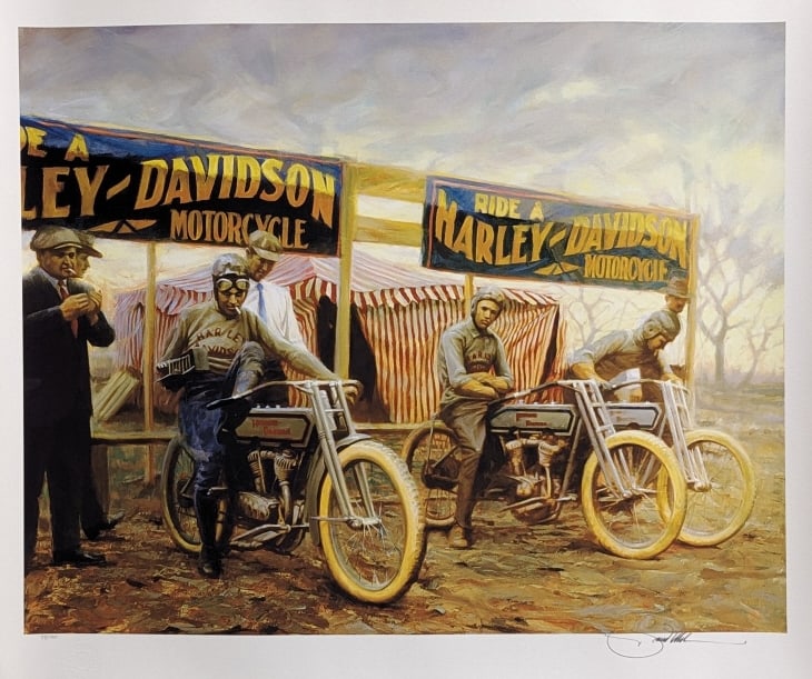 David Uhl Harley-Davidson "Starting Line" Giclee (1 of 4)