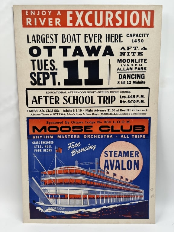 1950s-60s Avalon Steamer River Excursion Poster (1 of 5)
