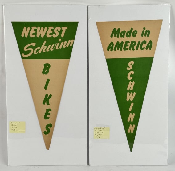 Set Of 2 Vintage Schwinn Bicycle Dealer Pennants (1 of 7)