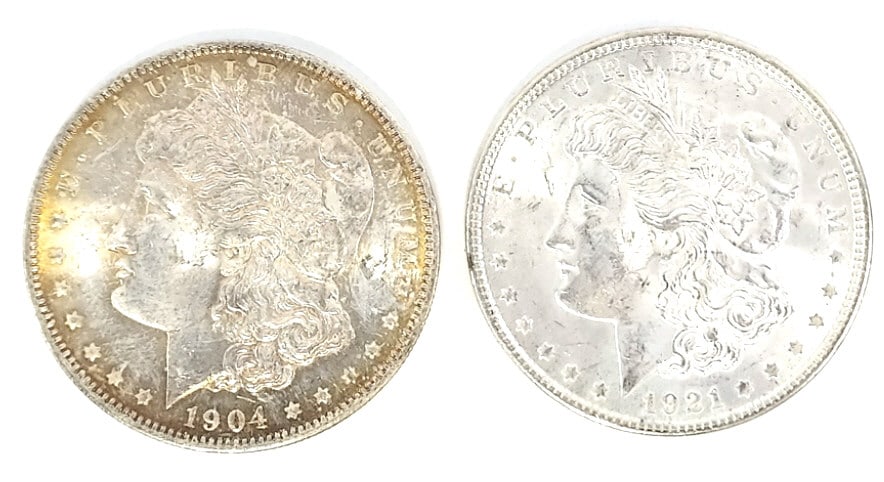 1904-O & 1921 Morgan Silver Dollars (1 of 2)