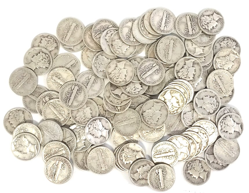 $10 Face Value 90% Silver Mercury Dimes (1 of 3)