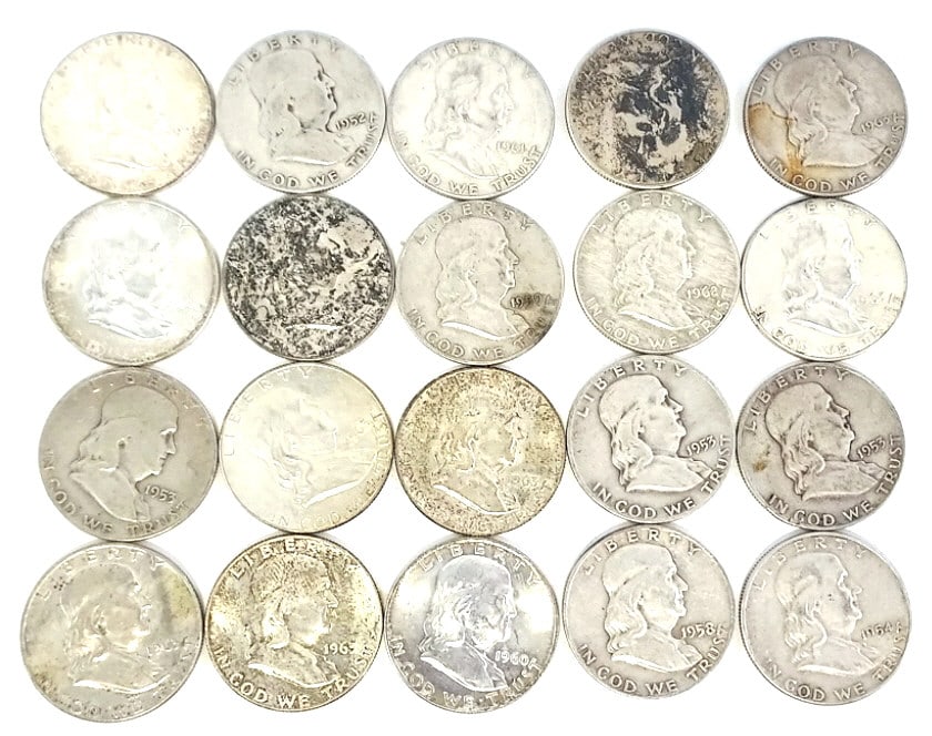 $10 Face Value 90% Silver Franklin Half Dollars (1 of 2)