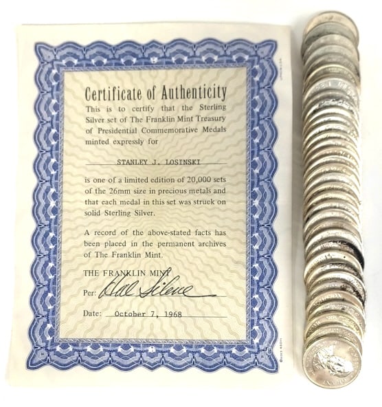 35 Pc. Franklin Mint Sterling Presidential Medals (1 of 4)