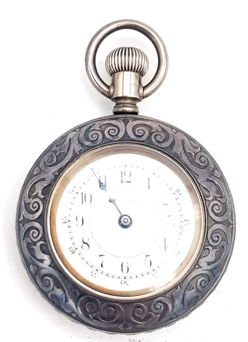 Addison Coin Silver Open Face Pocket Watch (1 of 5)