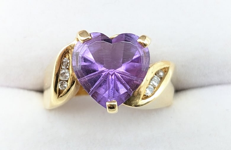 Ladies 14K Yellow Gold Amethyst & Diamond Ring (1 of 3)