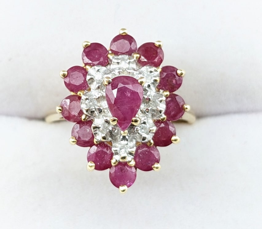 Ladies 14K Yellow Gold Ruby & Diamond Ring (1 of 3)