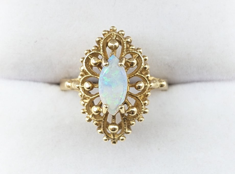 Ladies 10K Yellow Gold Opal Cocktail Ring (1 of 3)