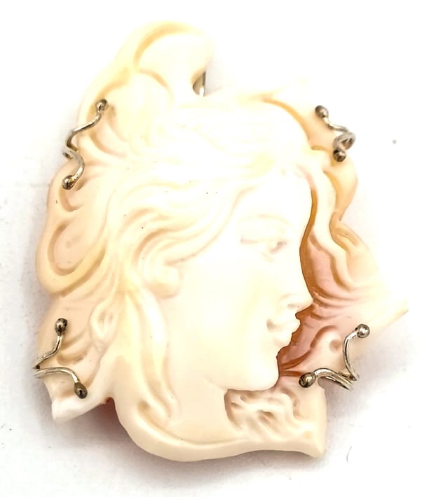Italian Sterling Silver Signed Carved Shell Cameo (1 of 7)