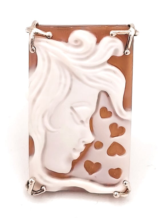 Italian Sterling Silver Shell Cameo Ring (1 of 7)