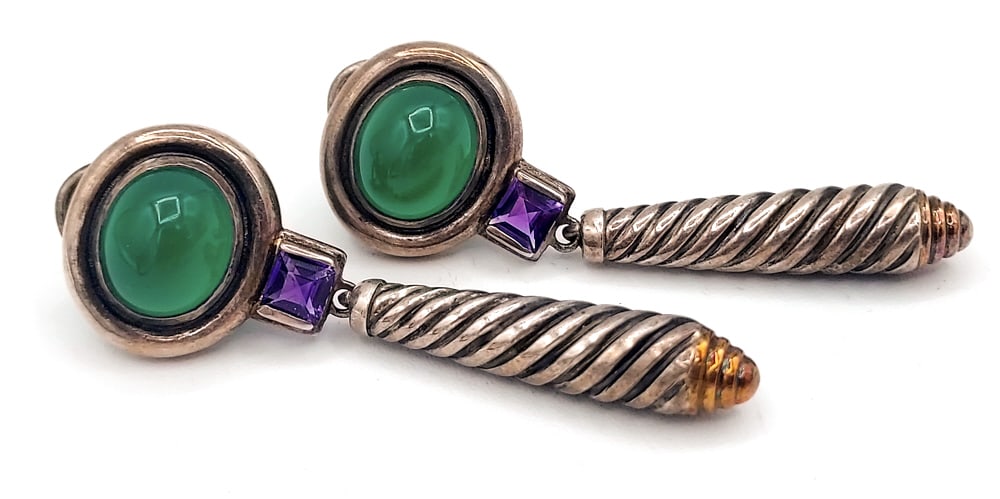 David Yurman Sterling & Gold Dangle Earrings (1 of 4)