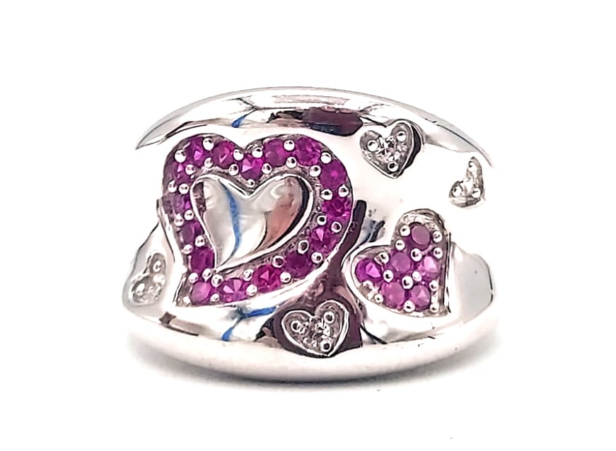Sterling Silver Ruby Heart Ring (1 of 8)