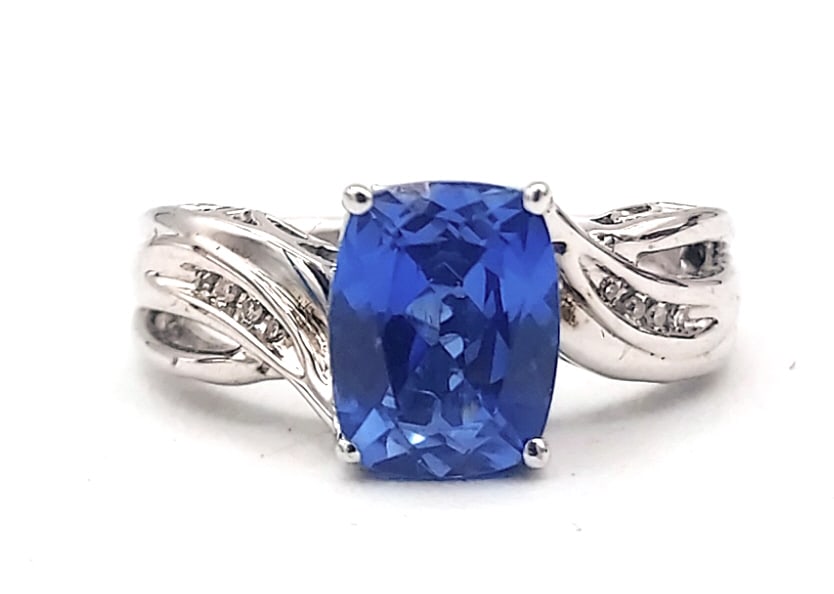 Sterling Silver 2.0ct Ceylon Sapphire Diamond Ring (1 of 8)