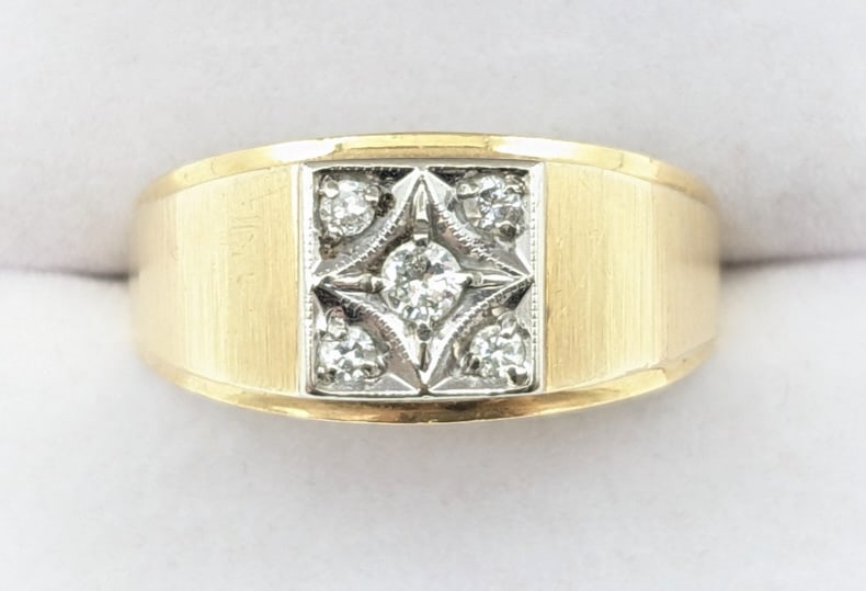 Men's Vintage 14K Yellow Gold Five Diamond Ring (1 of 3)