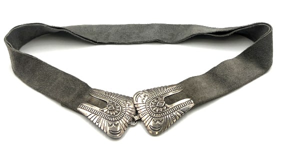 Sterling Native American Buckle & Suede Belt (1 of 4)