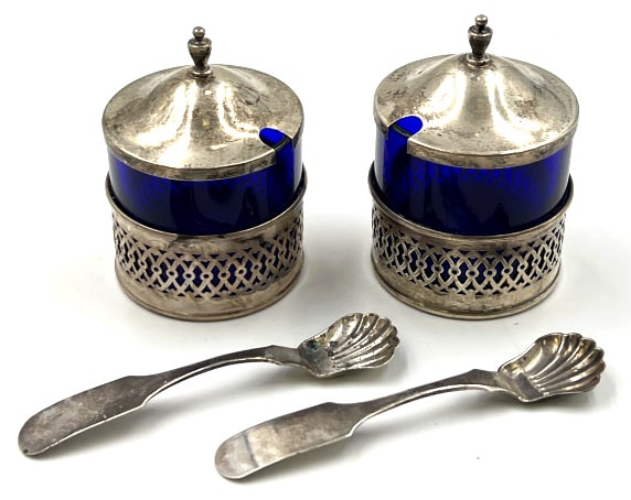 Sterling Silver Webster Co. Mustard Pots & Spoons (1 of 5)