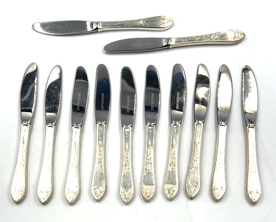 Sterling Silver Steiff Butter Knives, Set of 12: Sterling Silver Steiff Butter Knives, Set of 12. total Handle Wt. 3.0 ozt.