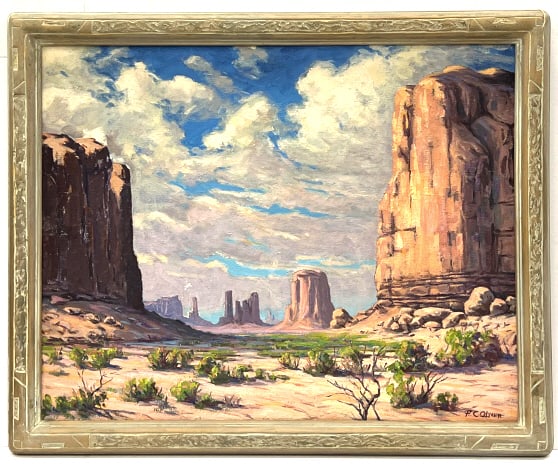 Fred C. Oliver Red Rock Mountains Oil on Canvas (1 of 7)