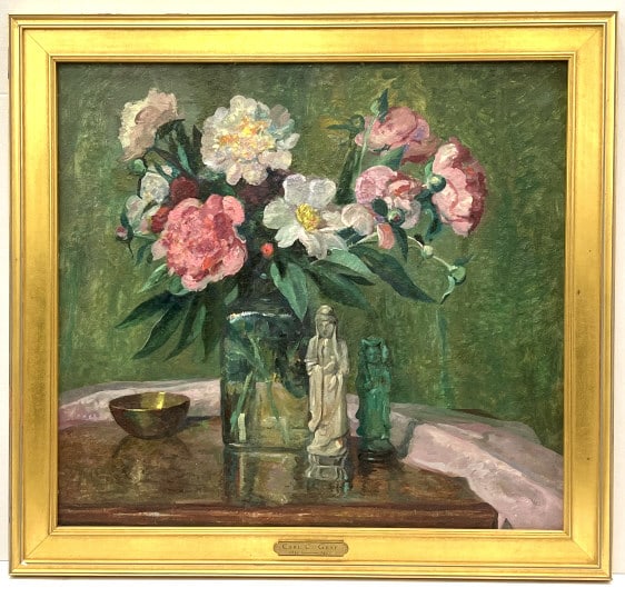 Carl C. Graf Still Life Oil on Board Painting: Carl C. Graf Still Life Oil on Board Painting (1892-1949) Listed Indiana Artist Born in Bedford, IN. He spent seven years there, studying portraiture and sculpture. He took a great deal of instruction