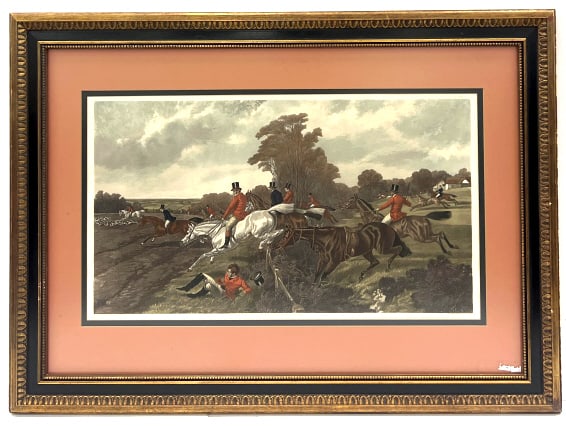 J.F. Herring "Full Cry" Framed Print: J.F. Herring "Full Cry" Framed Print, Engraved by J. Harris. Framed and matted by Ding a Ling" Lafayette, IN (Good Condition) *framed measures 44.5in x 32.25in