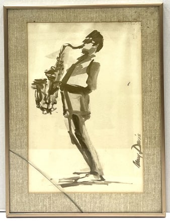 Nancy Davis Original Saxophone Man Watercolor: Nancy Davis Original Saxophone Man Watercolor. She has had paintings in the Watercolor Society of Indiana's annual show at the Indianapolis Museum of Art and the Kentucky Watercolor Society's Aquavent