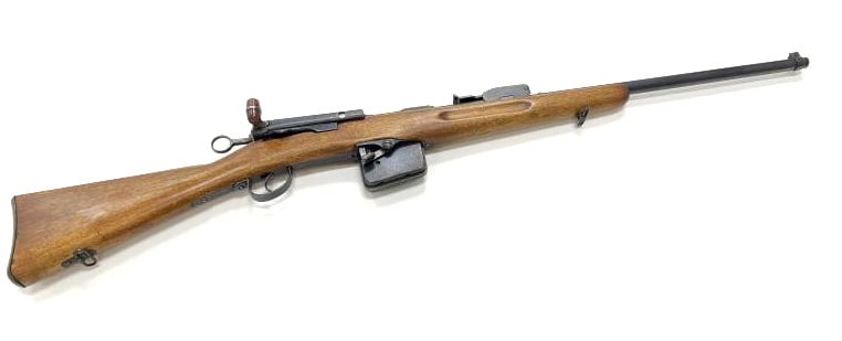 Schmidt-Rubin Model 1889 7.5 x 55 Rifle: Schmidt-Rubin Model 1889 7.5 x 55 Rifle. The Schmidt-Rubin Model 1889 is in very nice used condition. Barrel measures 21.5 inches in length, bore is clean. The straight pull bolt design allowed the us