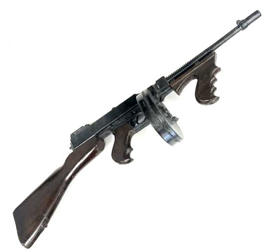 Thompson Machine Gun Prop From Untouchables Movie: Thompson Machine Gun Prop From Untouchables Movie. Andy Garcia "Agent George Stone" prop Thompson Submachine Gun. The Thompson Submachine Gun measures 34 inches in length. Machine Gun is made out of h