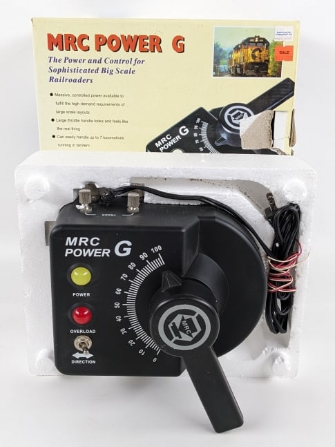 MRC Power G 10 AMP Transformer / Train Controller: MRC Power G 10 amp transformer for big scale trains. The inside of the styrofoam area is dirty. The transformer is untested.