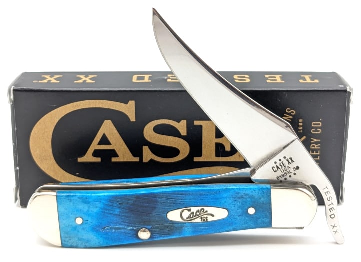 2023 Case XX Sawcut Carib Blue Bone Russlock: 2023 Case XX Sawcut Caribbean Blue Bone Russlock 61953L w/ Box. Knife is in like new condition. Overall measures 4-1/8in when closed.