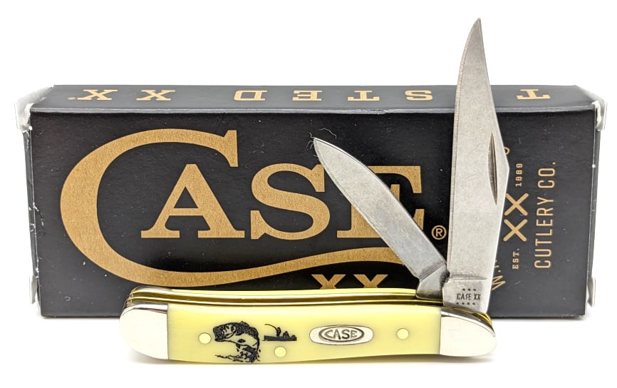 2023 Case XX Synth Yellow Bass Fishing Peanut: 2023 Case XX Synth Yellow Bass Fishing Peanut 3220 w/ Box. Knife is in like new condition. Overall measures 2-7/8in when closed.