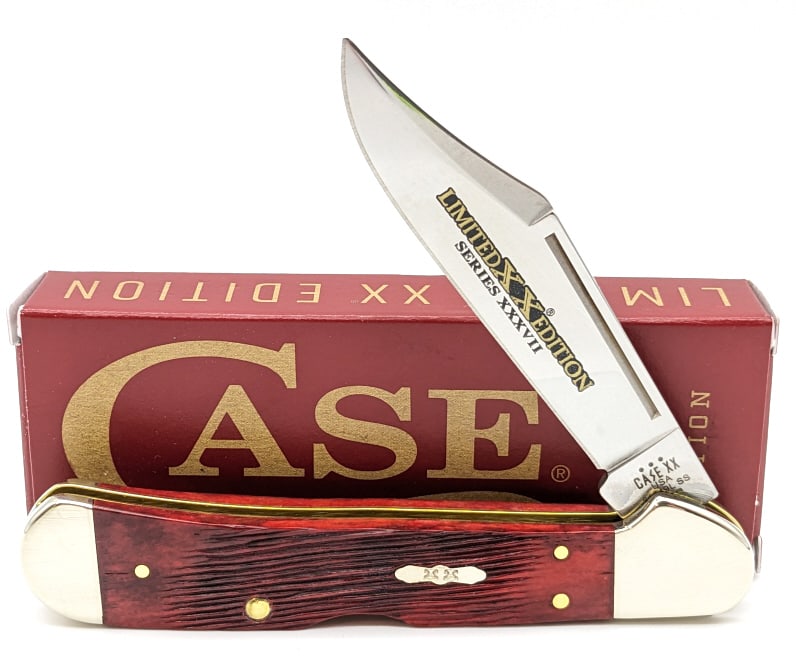 2023 Case XX Ltd Old Red Bone Copperlock w/ Box: 2023 Case XX Ltd Old Red Bone Barnwood Jig Copperlock 61549L w/ Box. Knife is in like new condition. Overall measures 4-1/4in when closed.