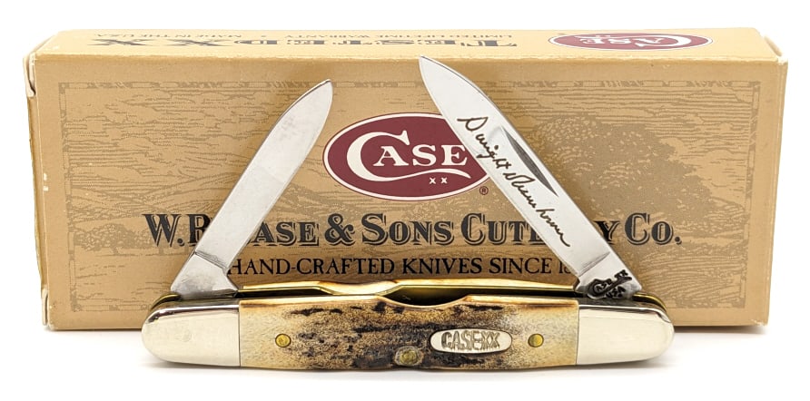 1999 Case XX Stag Eisenhower Knife 05263 w/ Box: 1999 Case XX Stag Eisenhower Knife 05263 w/ Box. Knife is in like new condition. Overall measures 3-1/8in when closed.