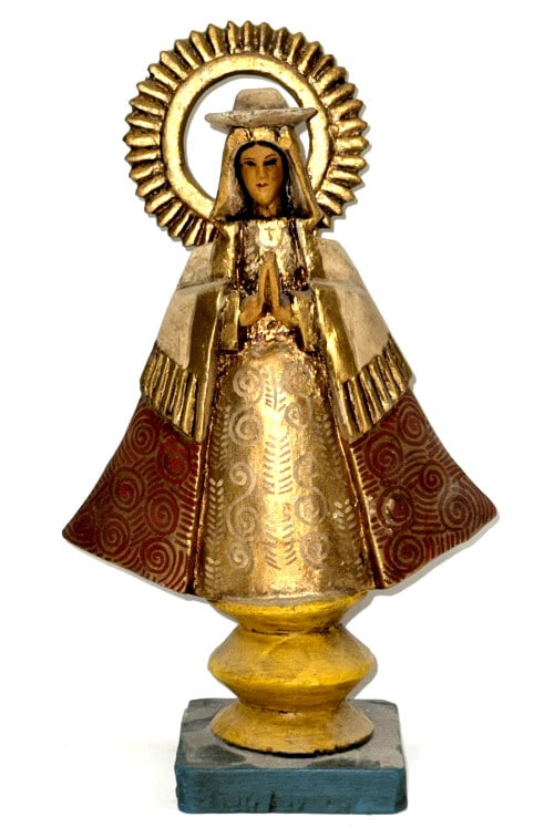 Vintage Hand-Carved Wood Santo Virgin Of Health: Vintage Hand-Carved Wood Santo Virgin of Health Statue. Nice condition with most of the original paint. Measures approx. 11" tall x 6-1/2" across x 3-1/4" deep.