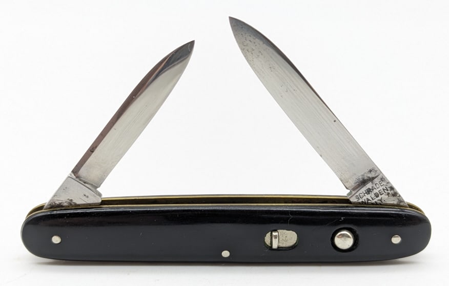 Schrade Mini Smooth Black Double Blade Switchblade (1 of 4)