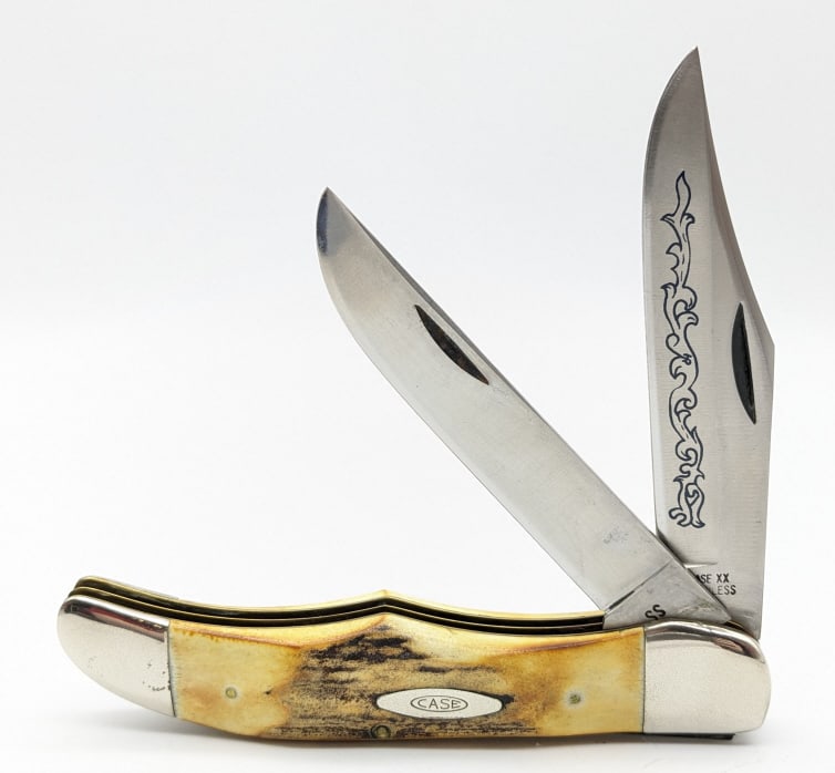 1977 Case Xx 52131 Blue Scroll Canoe Folding Knife