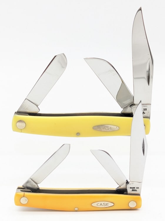 1974 & 76 Case XX Yellow Birds Eye Stockman Knives (1 of 4)