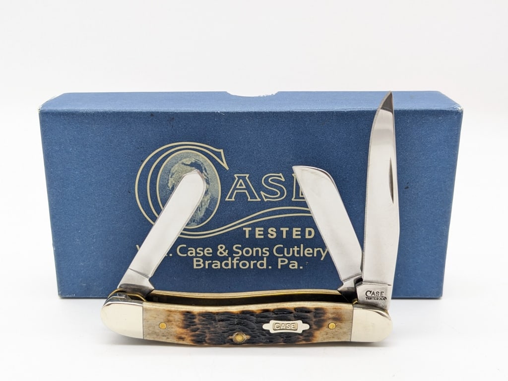 2012 Case Tested XX Jig Bone Stockman Knife w/ Box: 2012 Case Tested XX Jig Bone Stockman 6318 w/ Box. Knife is in like new condition. Overall measures 3-1/2in when closed. Ref #: 2288