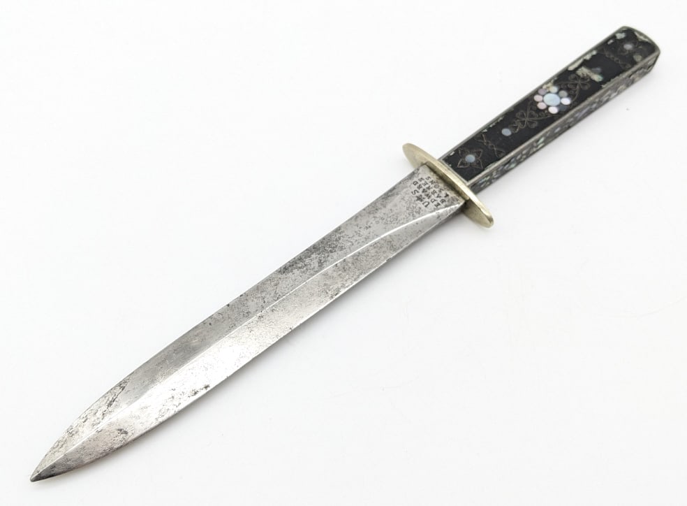 US Edward Barnes & Sons Abalone Handle Dagger (1 of 7)