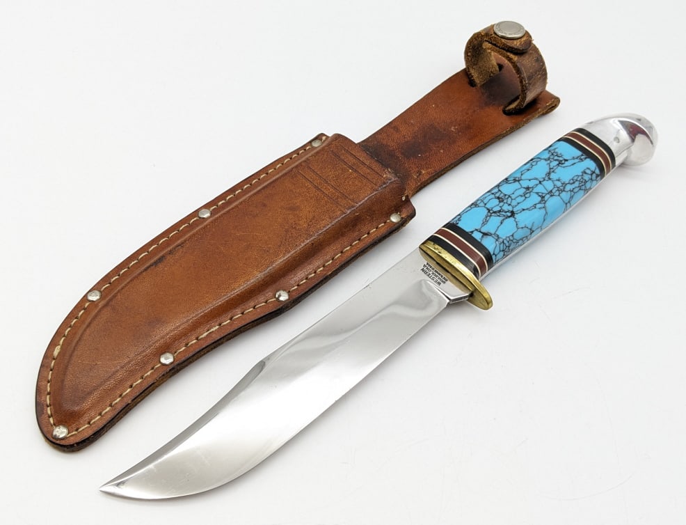 Custom Western Turquoise Inlay Hunting Knife (1 of 6)