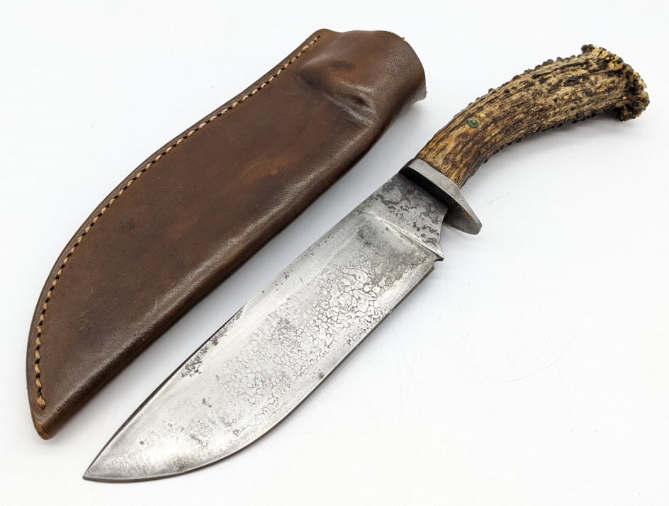 Custom Pinned Crown Stag Hunting Knife w/ Sheath (1 of 6)