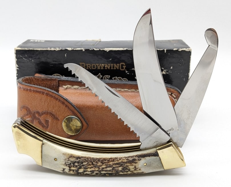 NIB Browning 504 Stag Big Game Lockback Knife (1 of 4)