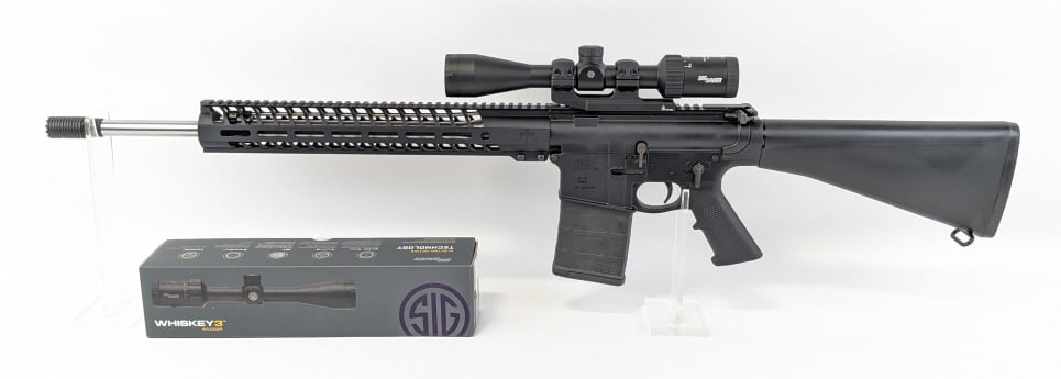 Palmetto State Armory PA-10 .308 Semi Auto Rifle: Palmetto State Armory PA-10 .308 Semi Auto Rifle. Features an MAS Defense upper, a 20in stainless steel barrel with a 1:10 twist rate, Troy Claymore Style flash hider, Sig Sauer Whiskey 3 3-9x40 scope