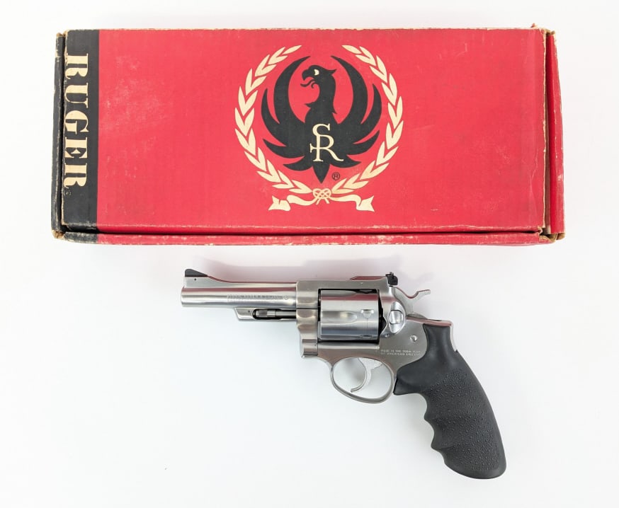 Ruger Bicen Security Six .357 Mag Revolver w/ Box: Ruger Bicentennial Security Six .357 Mag Revolver w/ Box. Features a 4in barrel, adjustable rear sight, stainless steel finish, special engraving saying "Made in the 200th Year of American Liberty", a